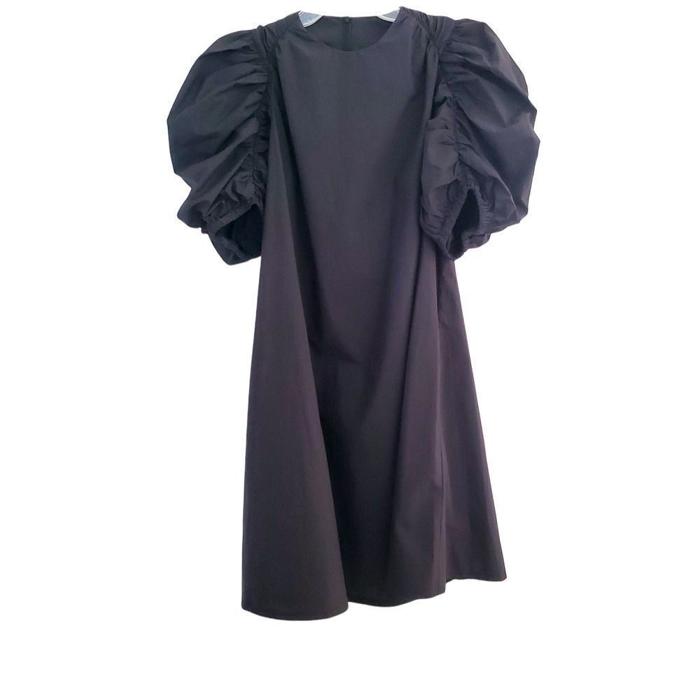 Paskal Puff Sleeve Flared A-Line black dress, Couture, size Medium - Picture 4 of 14